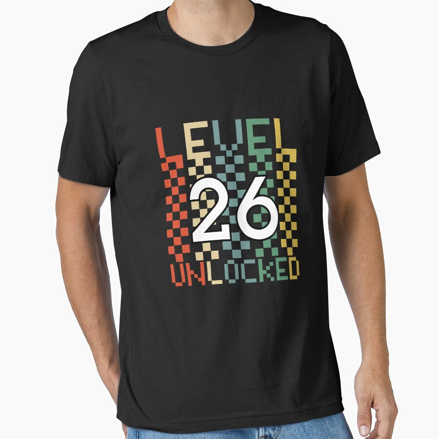 26th Birthday T-Shirt | Cool Retro Vintage B-Day Gift Tee Black