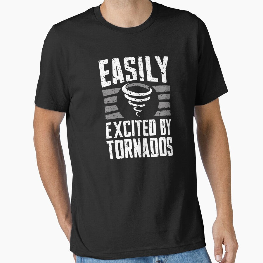 'Easily Excited' T-Shirt: Funny Personality Quote, Soft Tee Black