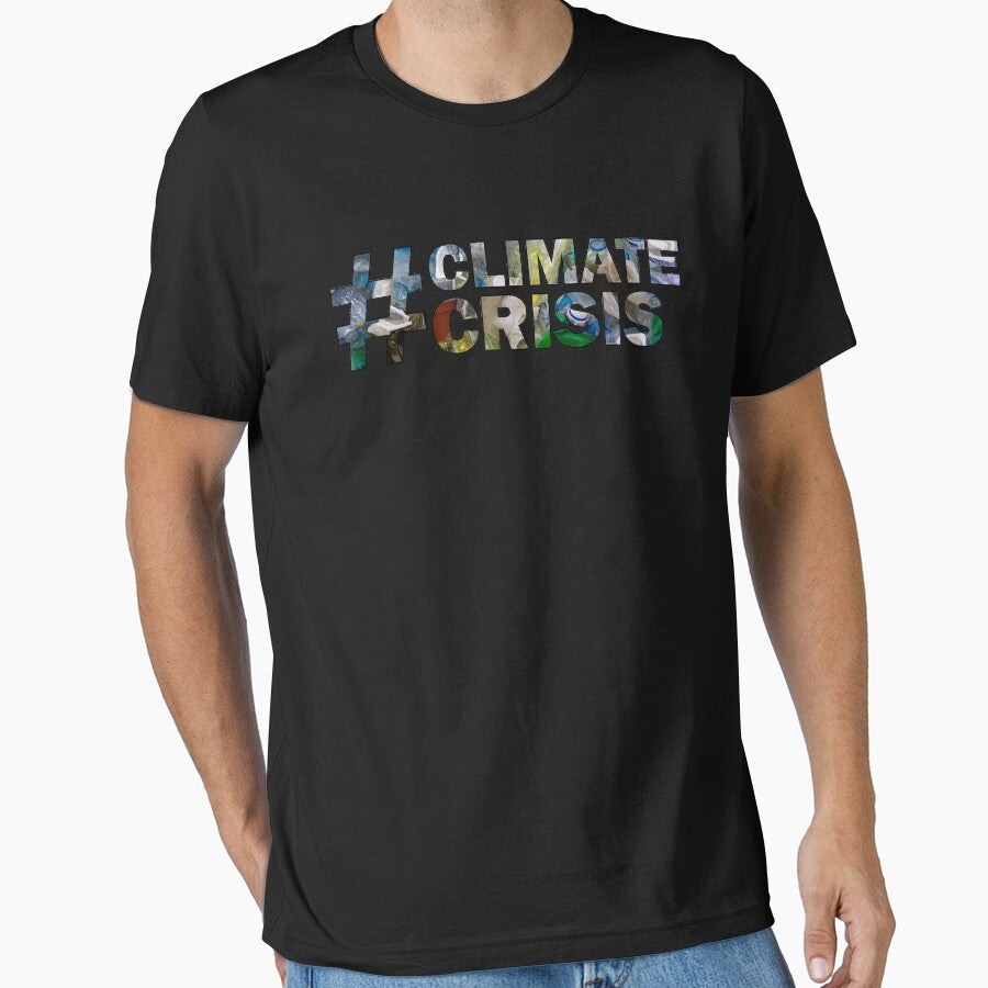 #ClimateCrisis Hashtag T-Shirt | Environmental Activist Tee Black