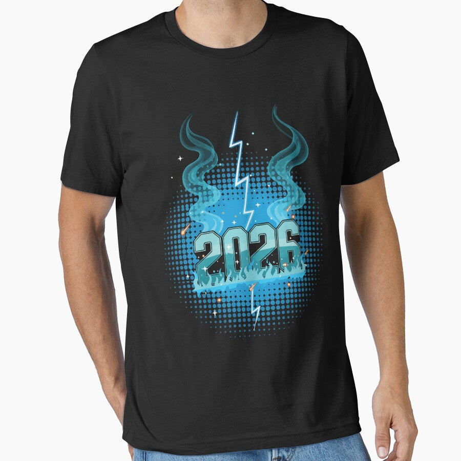 2026 New Year's Eve Tee: Fireworks Party Celebration Shirt Black