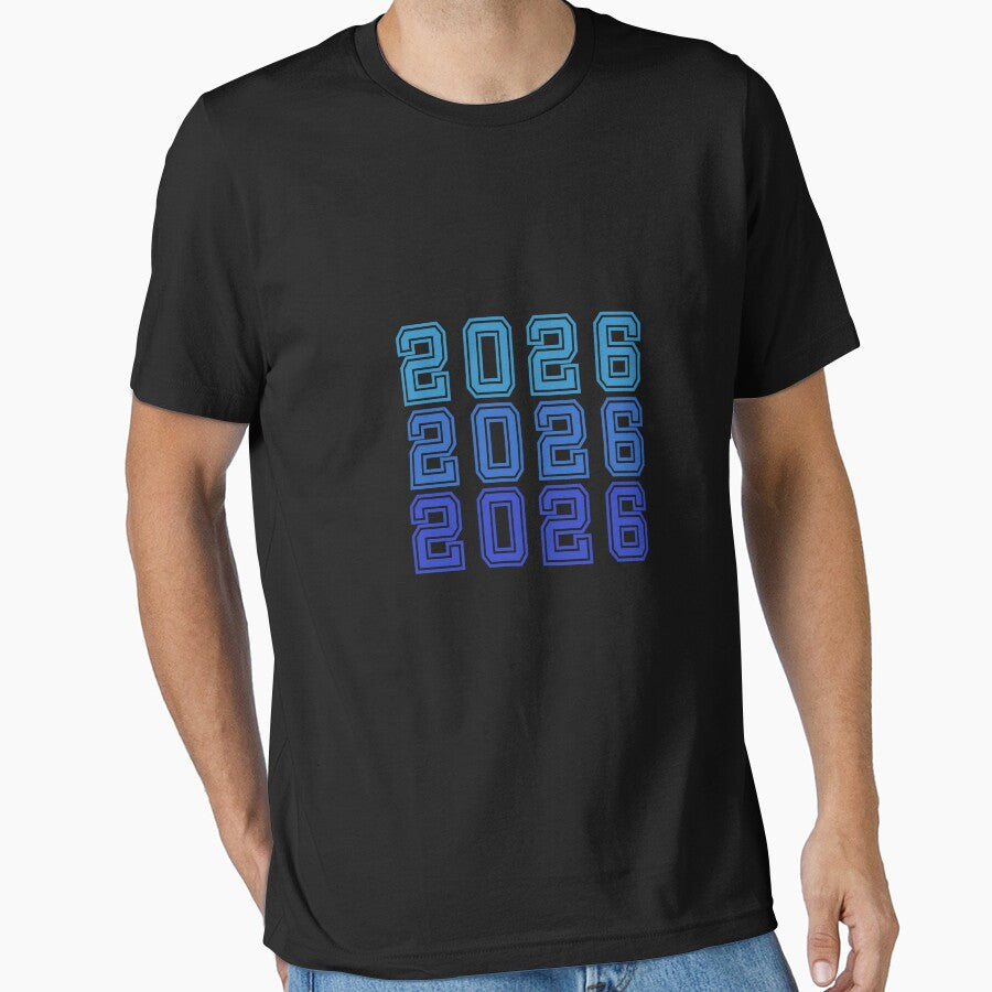 2026 Graphic T-Shirt | Modern Minimalist New Year Design Tee Black