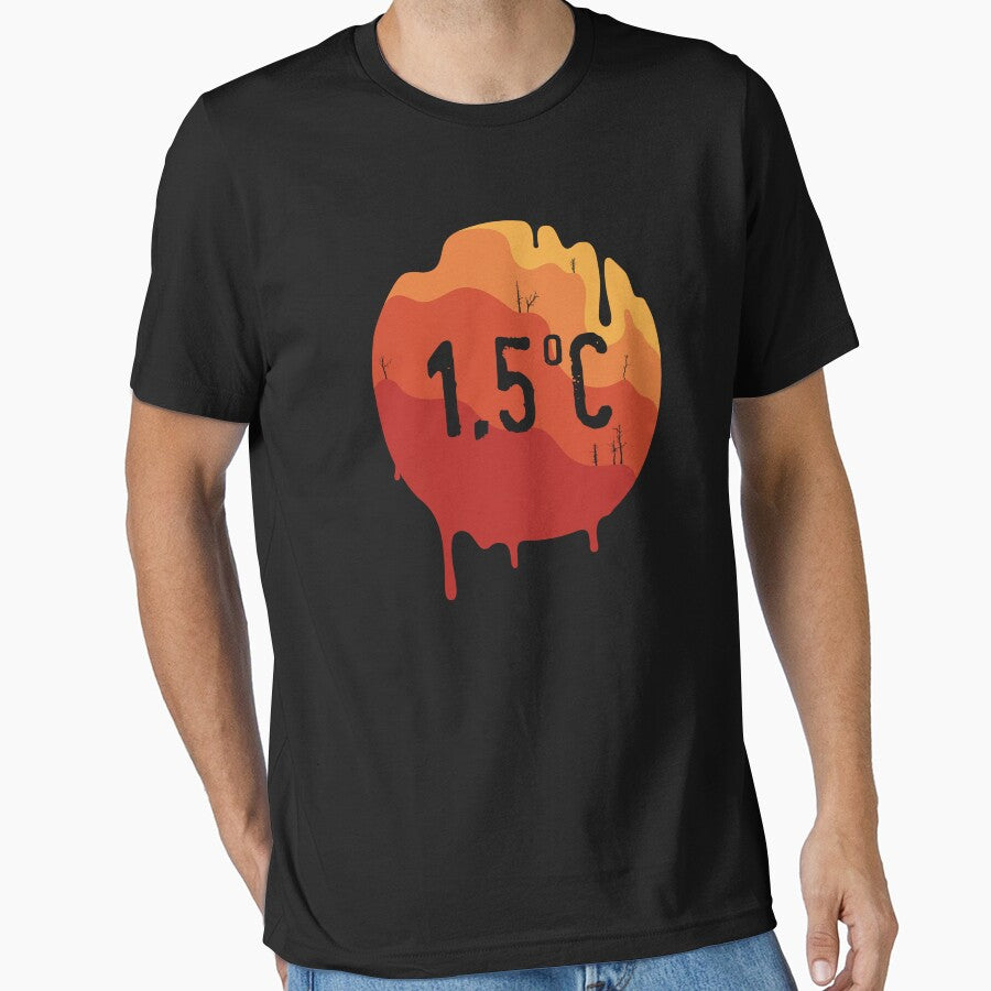 1.5 Degrees Celsius T-Shirt, Climate Change Goal Awareness Wear Black