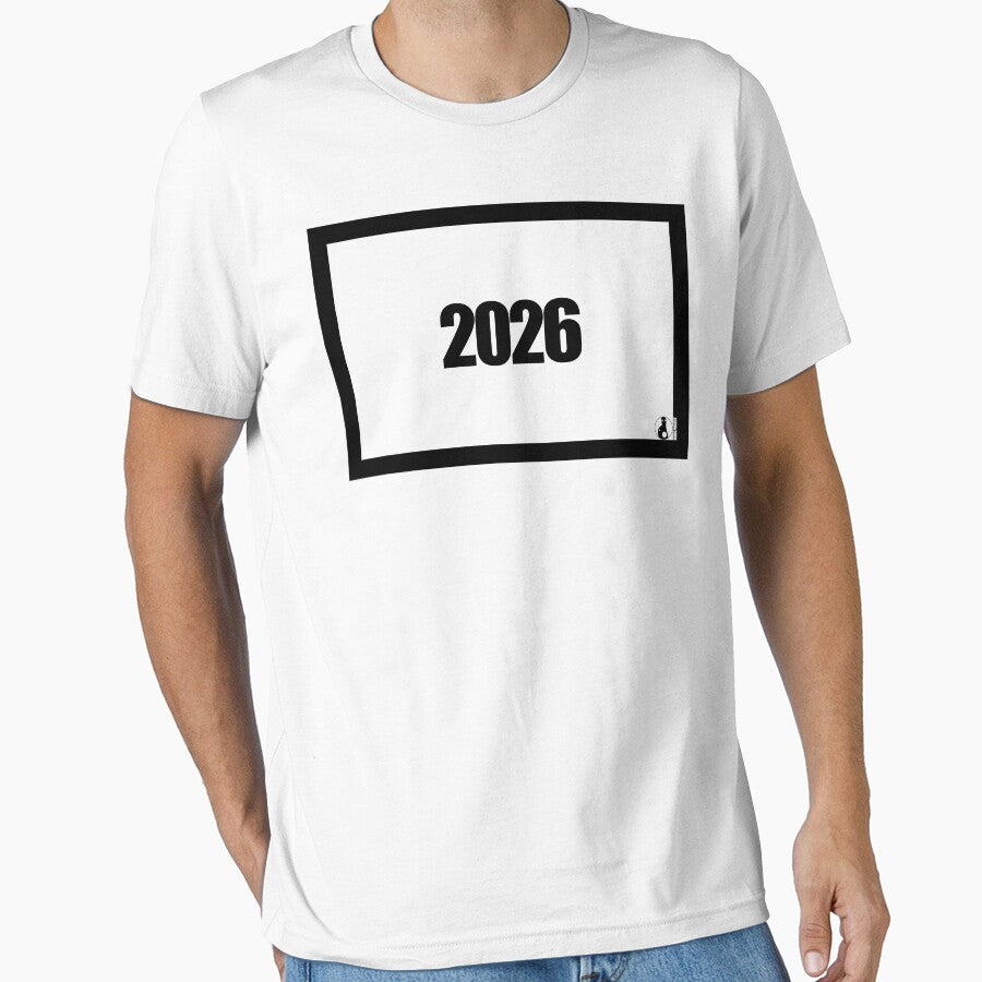 2026 Essential T-Shirt | Classic Modern New Year Graphic Tee White