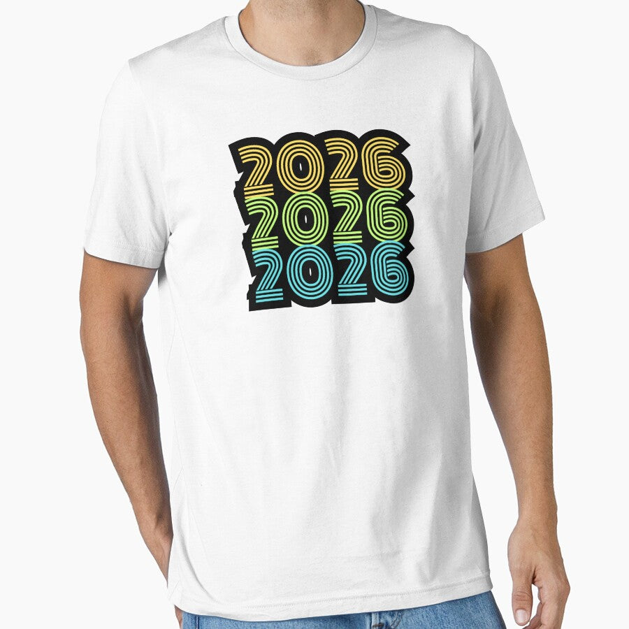 2026 Repetitive Pattern T-Shirt | Bold Modern Typography Tee White
