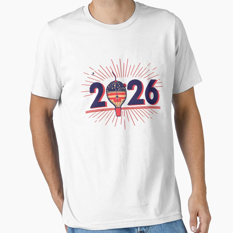 2026 USA New Year Tee: Joyful Patriotic Celebration T-Shirt White