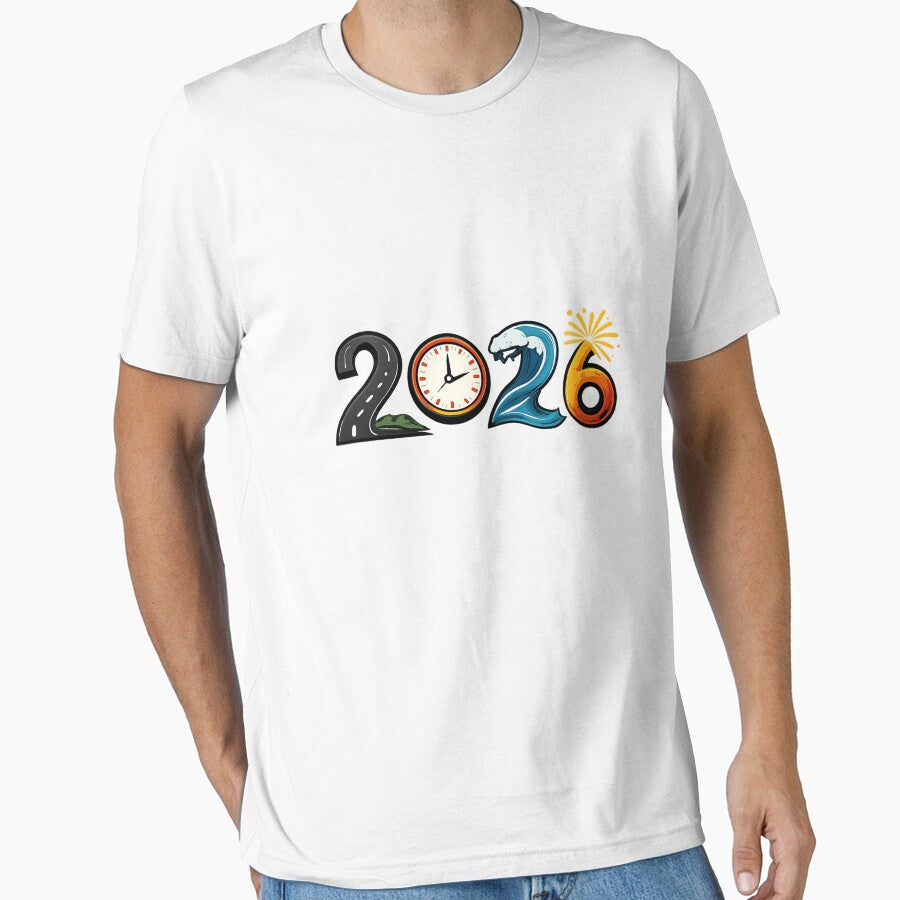 2026 Concept Design Tee: Symbolic Numbers, Modern Graphic Shirt White