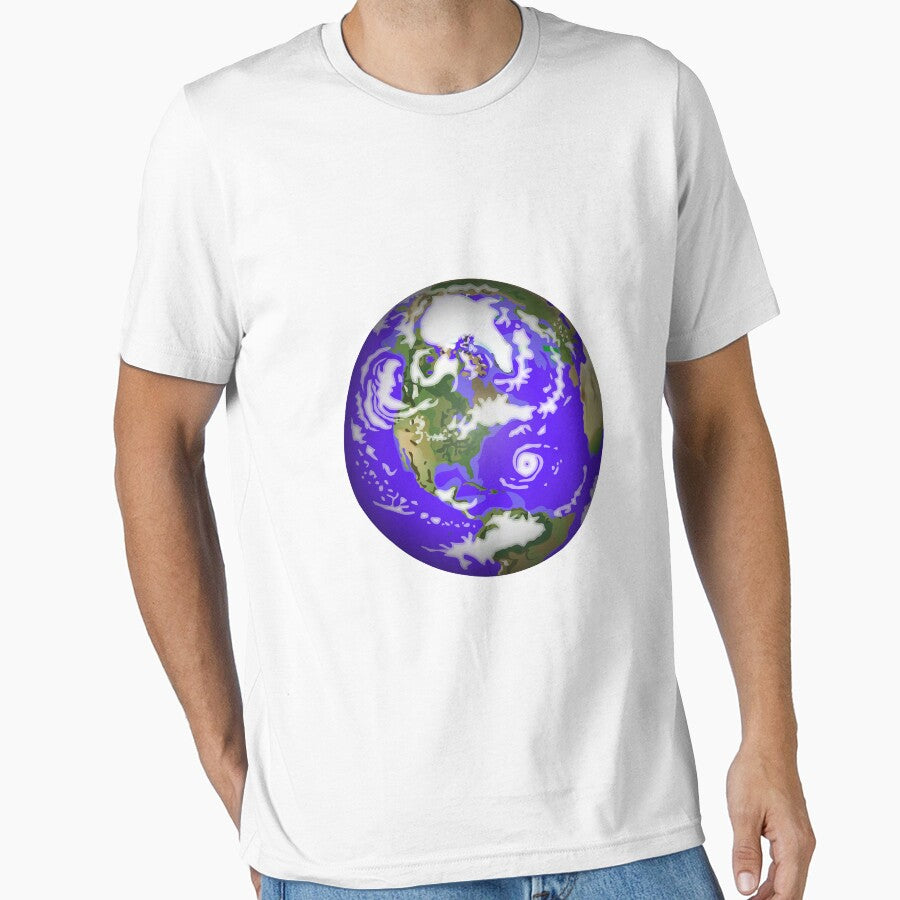 Abstract Earth Graphic T-Shirt | DQDQ 14 Unique Design Tee White