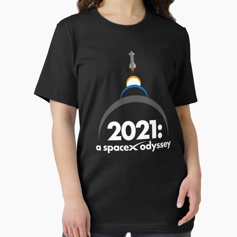 2021: A SpaceX Odyssey T-Shirt, Sci-Fi Space Exploration Fan Tee Black