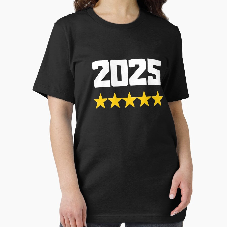 2025 Five Star Year T-Shirt | Top Rated New Year's Eve Tee Black