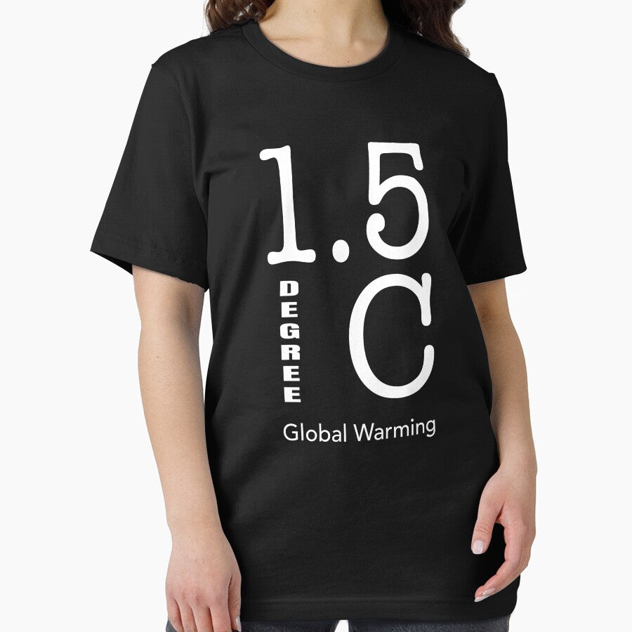 1.5 Degree Global Warming T-Shirt, Climate Action Target Goal Black