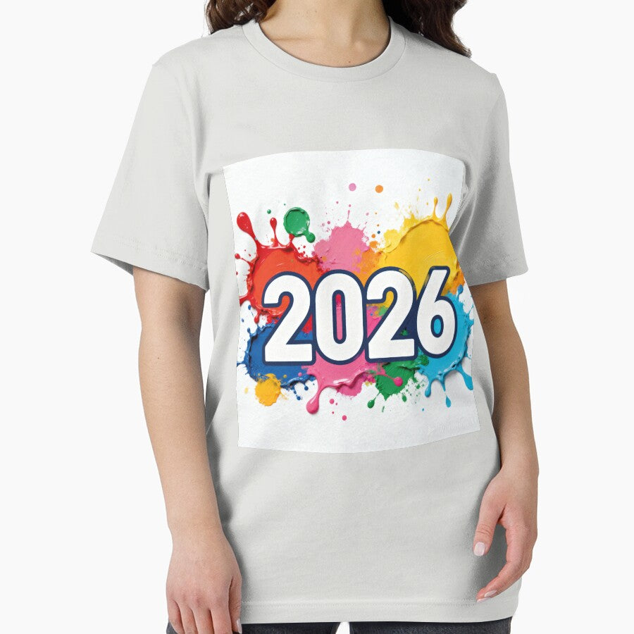 2026 Watercolor Splash T-Shirt | Bold Colorful Laptop Decal Tee Light Grey