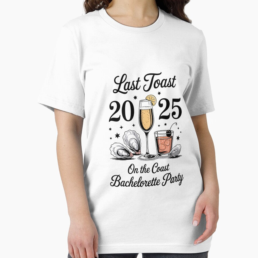 2025 Bachelorette Party Tee | Last Toast On the Coast Beach Shirt White