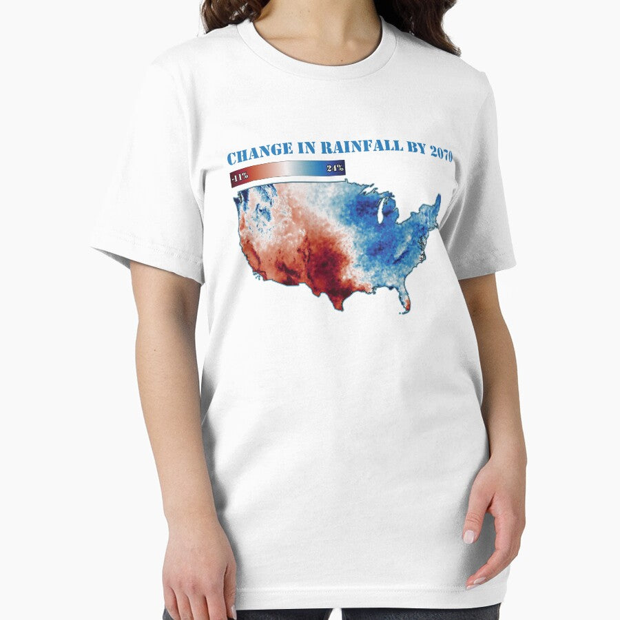 2070 US Rainfall Map Tee: Climate Change Prediction T-Shirt White