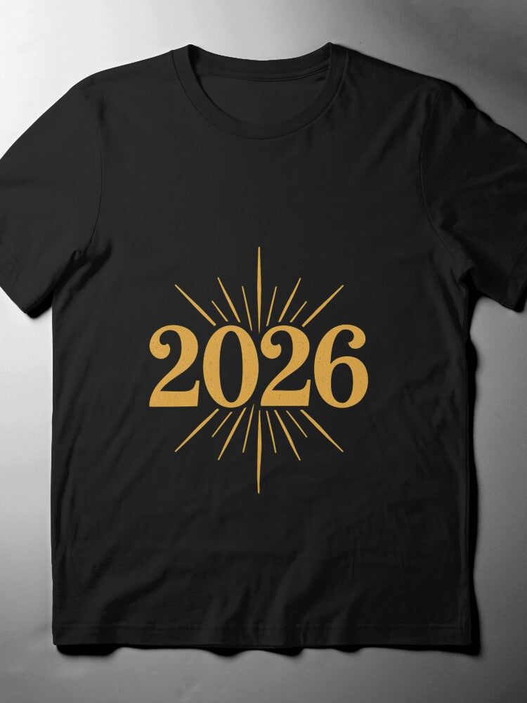2026 New Year T-Shirt | Gold Burst Fireworks Celebration Tee