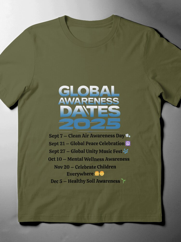 2025 Global Awareness Calendar Tee | Eco Activism World Events