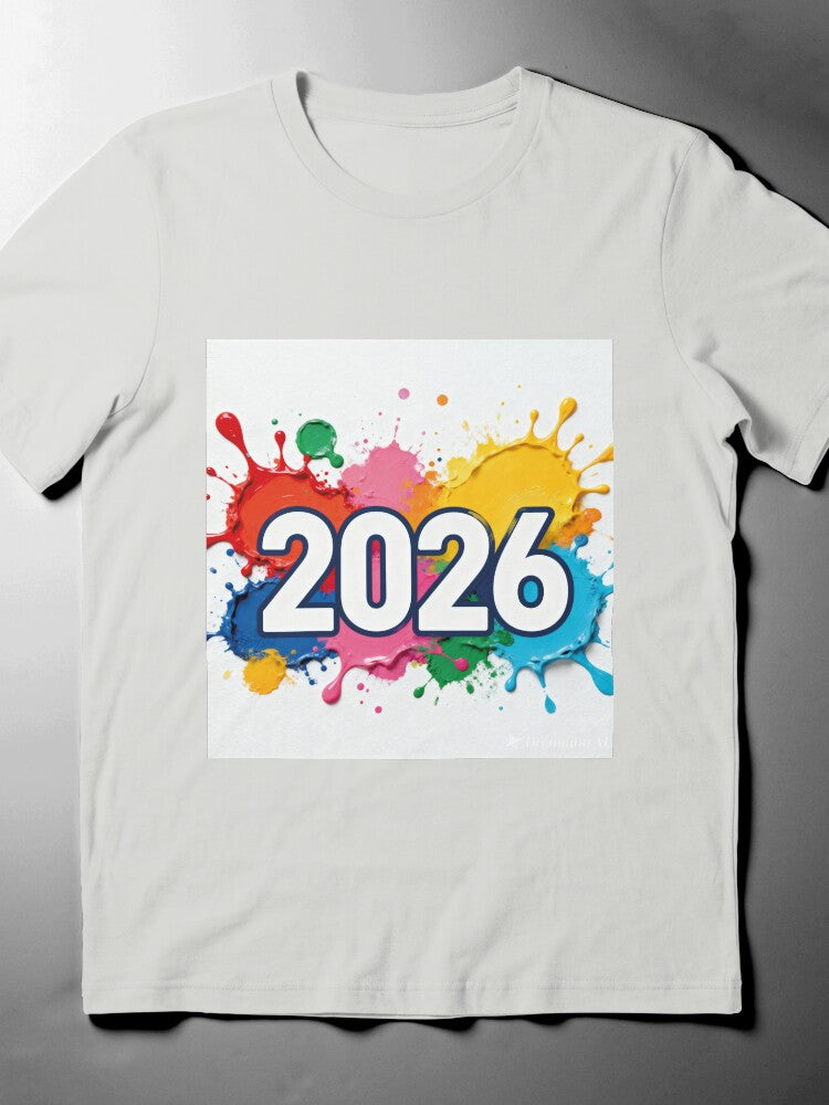 2026 Watercolor Splash T-Shirt | Bold Colorful Laptop Decal Tee