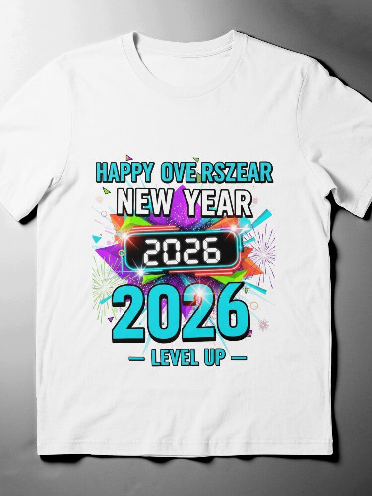 2026 Level Up New Year Tee | Futuristic Neon Gaming T-Shirt
