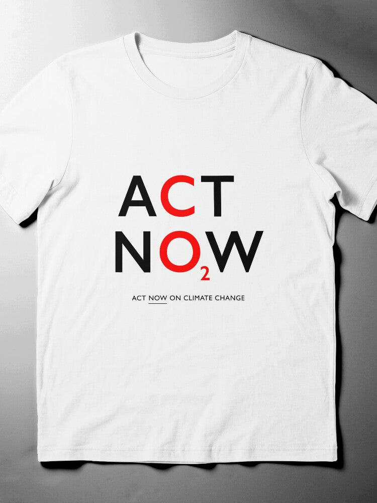 Act Now on CO2" T-Shirt | Black & Red Climate Action Text Tee