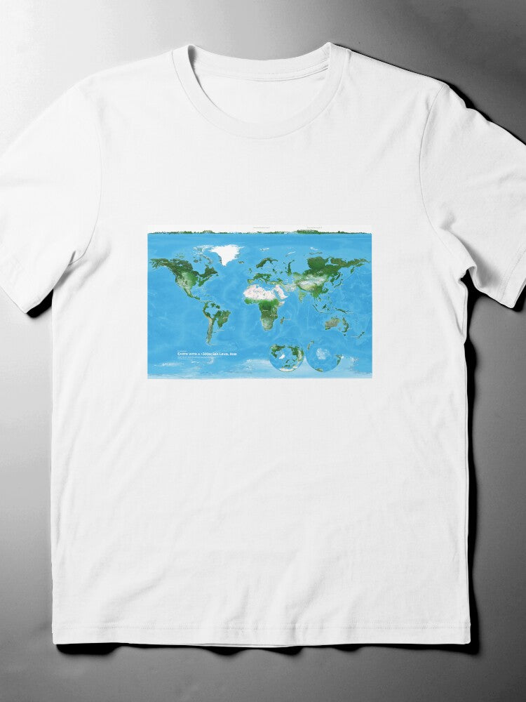 +300m Sea Level Rise T-Shirt | Climate Change Awareness Map Tee