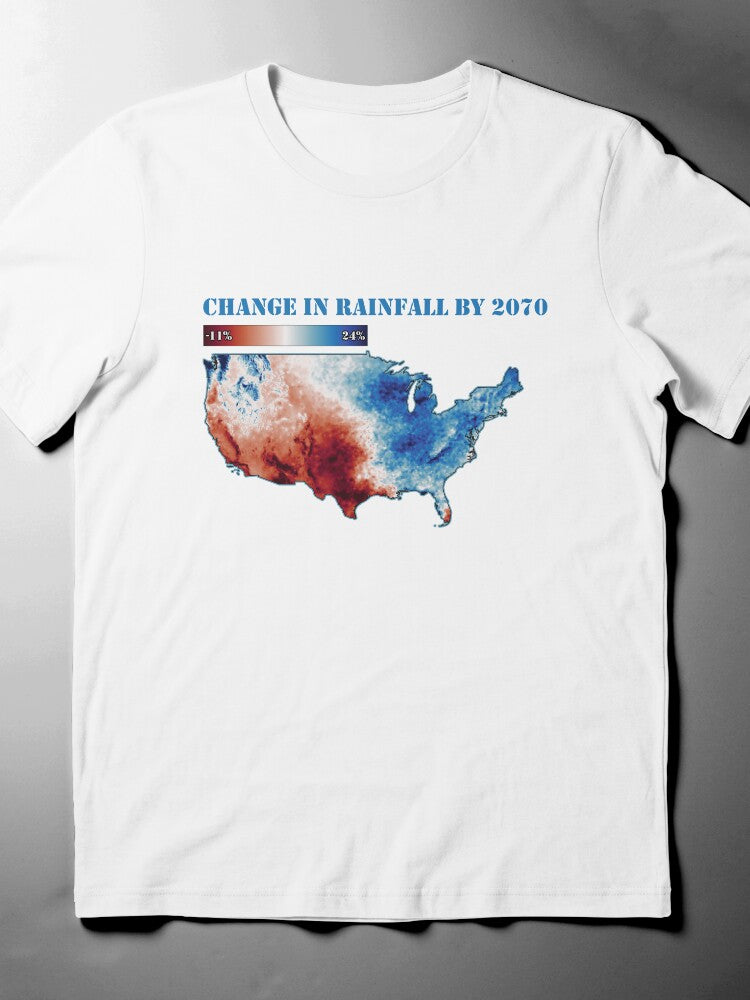 2070 US Rainfall Map Tee: Climate Change Prediction T-Shirt